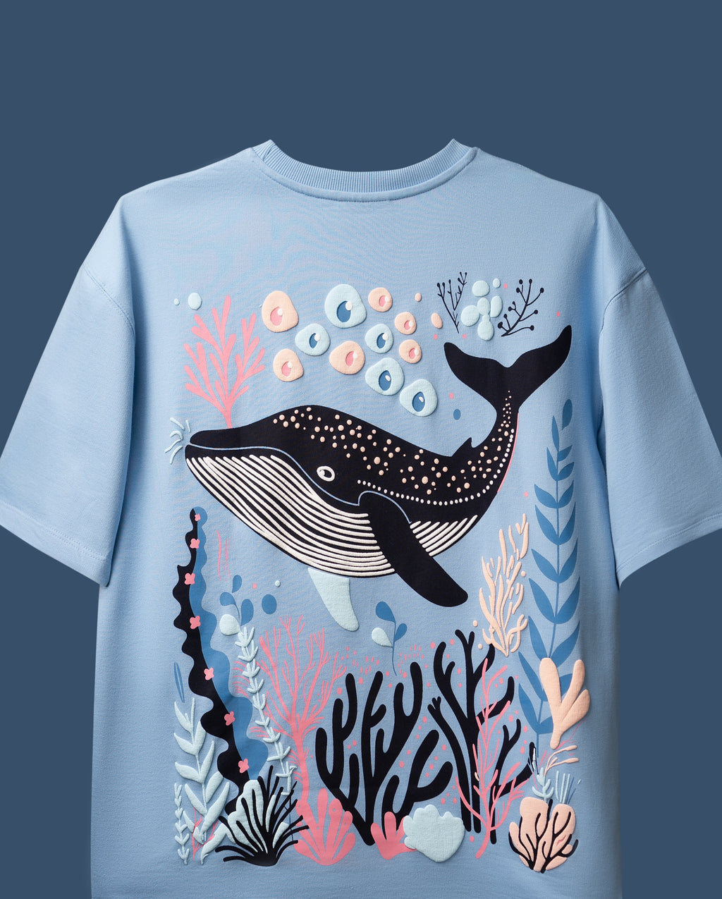 Sky Blue Whale Serenity T-Shirt