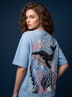 Sky Blue Whale Serenity T-Shirt